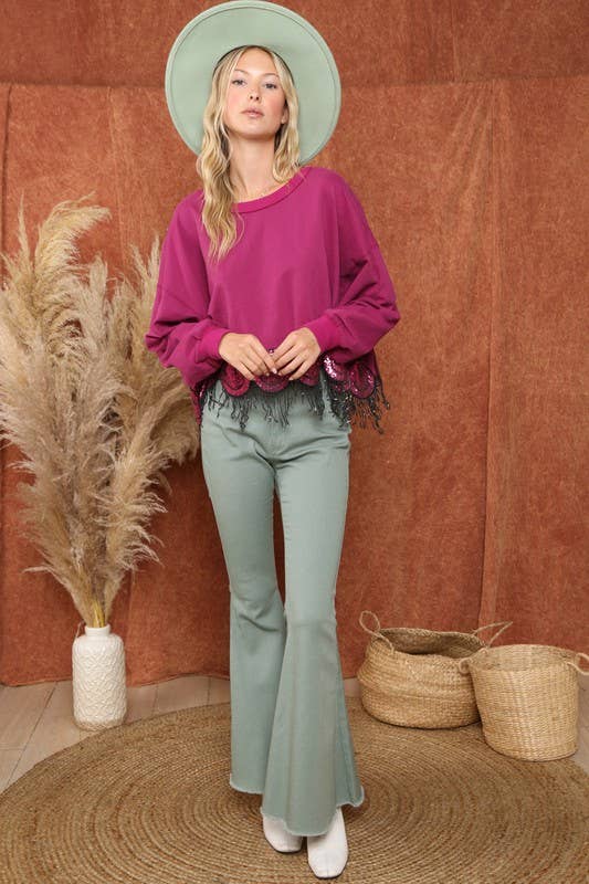 Solid Flare Pants with Zipper