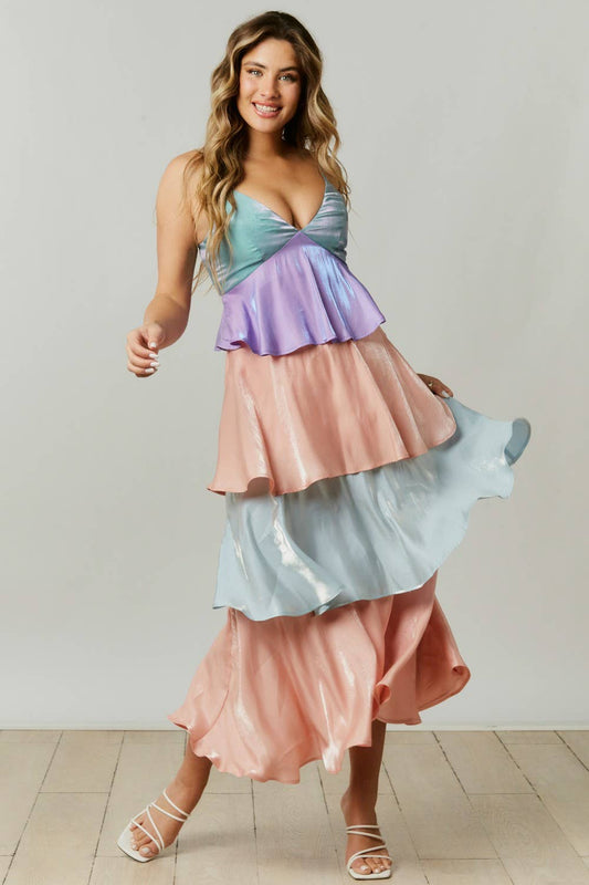 Multicolor Tiered Maxi Dress